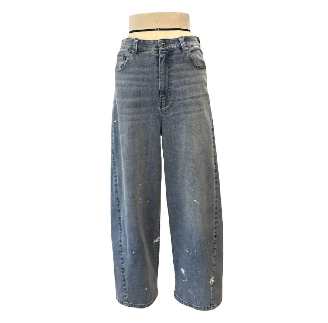 【期間限定】ayane ペイント加工バレルレッグデニムパンツ