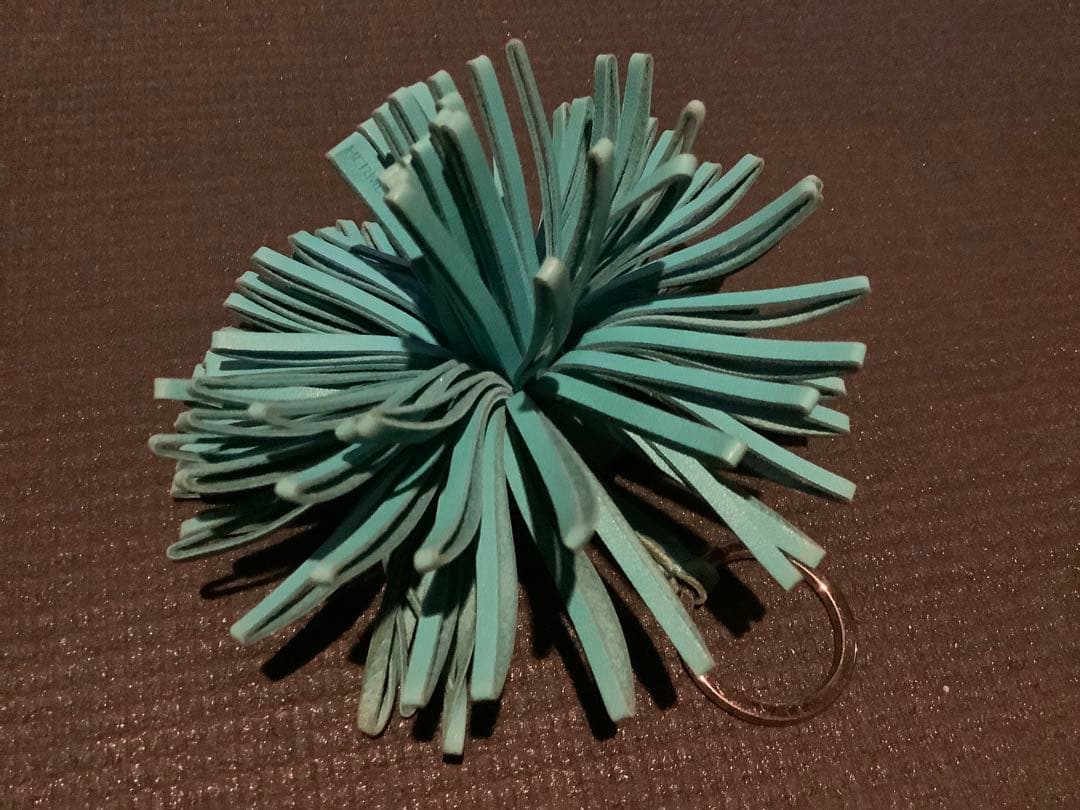 【刻印あり】　エルメス カルメン　レザー キーホルダー　ターコイズブルー