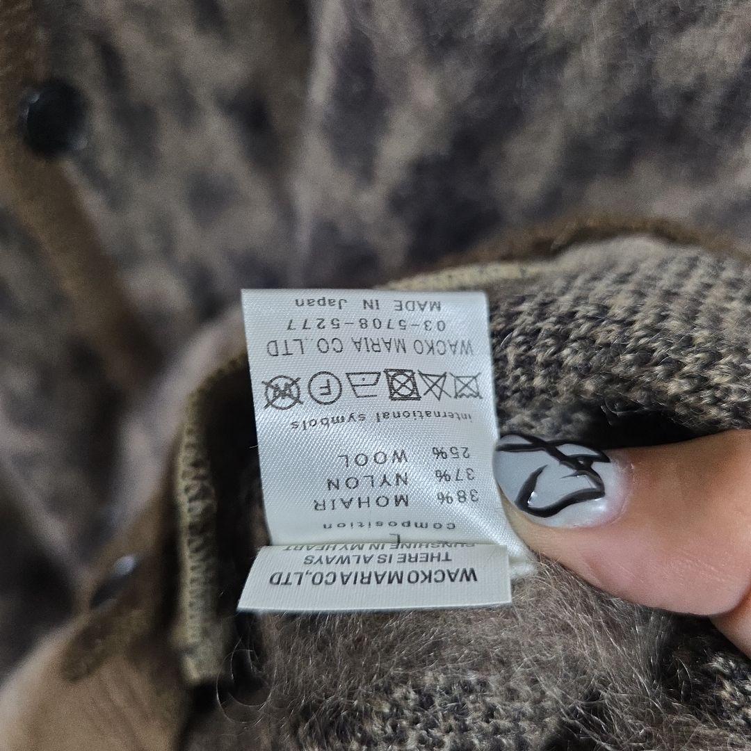 2023ss ワコマリア　モヘアカーディガン　レオパードLEOPARD　サイズL