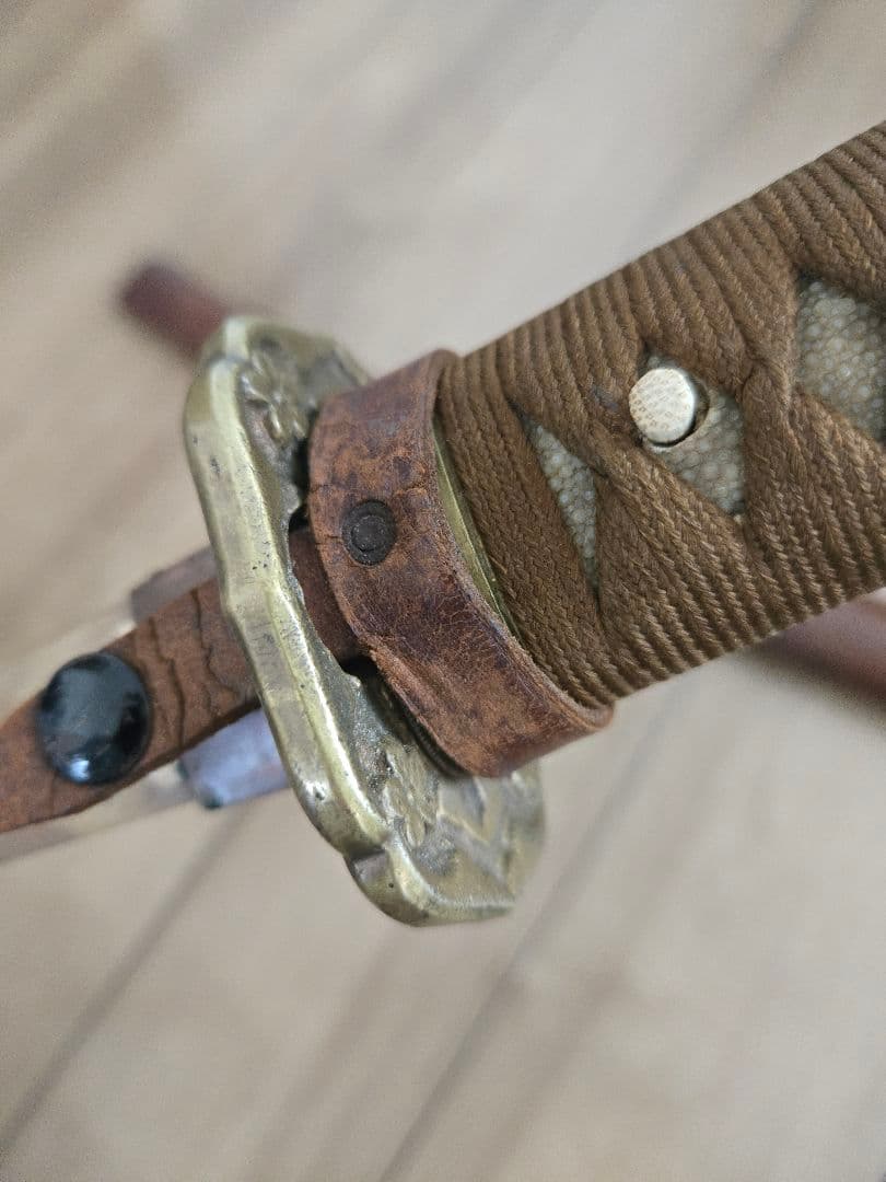 実物　日本陸軍将校用　野戦軍刀拵え(刀身なし/木製つなぎあり)