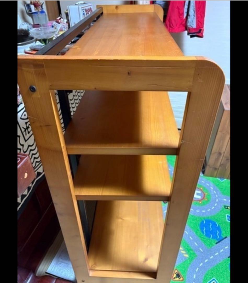 福岡県引き取り限定　ナチュラルウッド 4段オープンシェルフ　キャスター付き