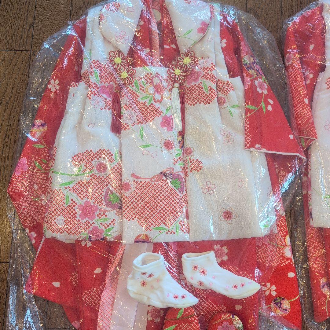 子供用 七五三 衣装 赤 花柄 双子