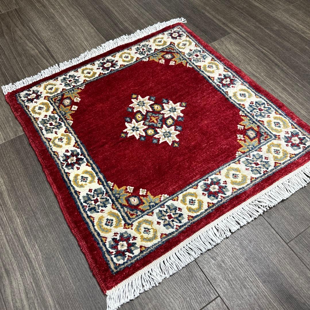 64x64cmトライバルラグギャッベ絨毯　とてもファインウール　アフガン絨毯