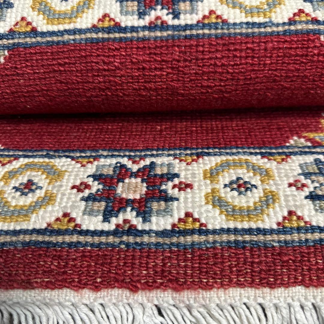 64x64cmトライバルラグギャッベ絨毯　とてもファインウール　アフガン絨毯