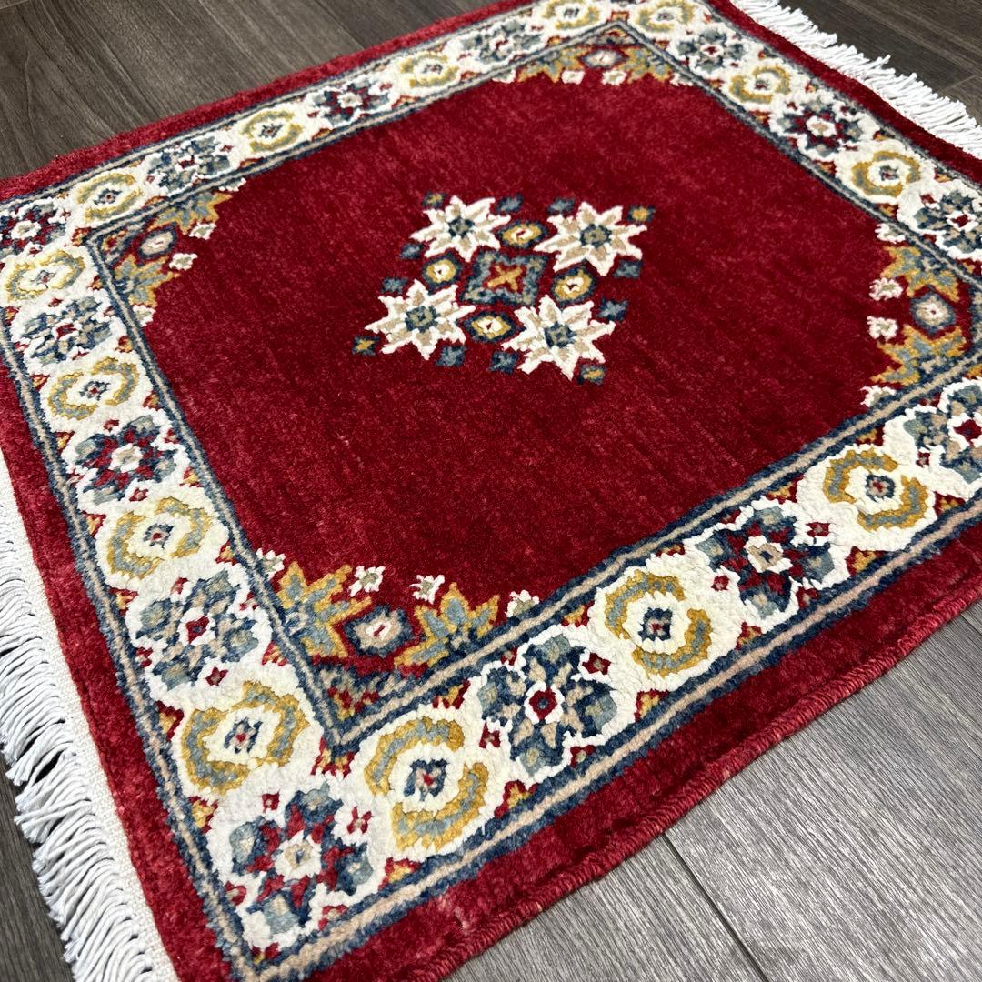 64x64cmトライバルラグギャッベ絨毯　とてもファインウール　アフガン絨毯