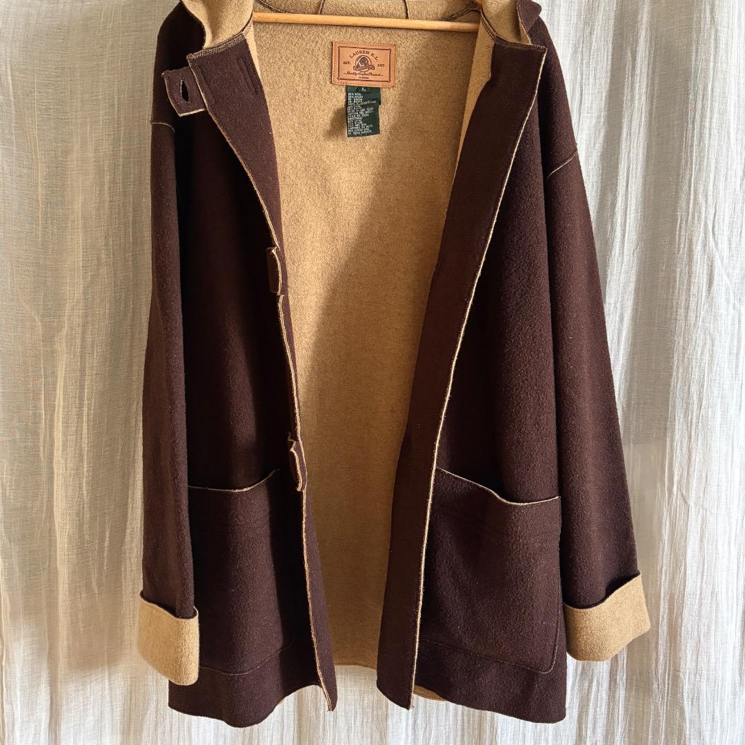 【 ちこ 】ウール フード付き ダッフルコート ブラウン