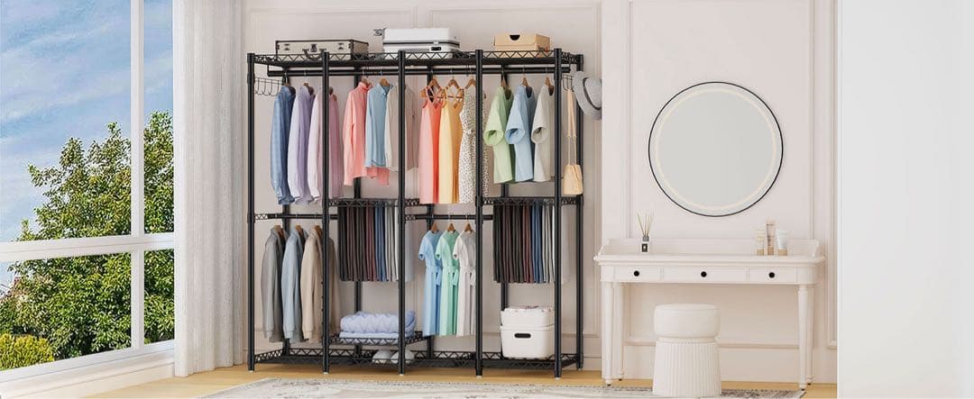 ハンガーラック 頑丈 4層 大容量 ワードローブ 4つの組み立て方法