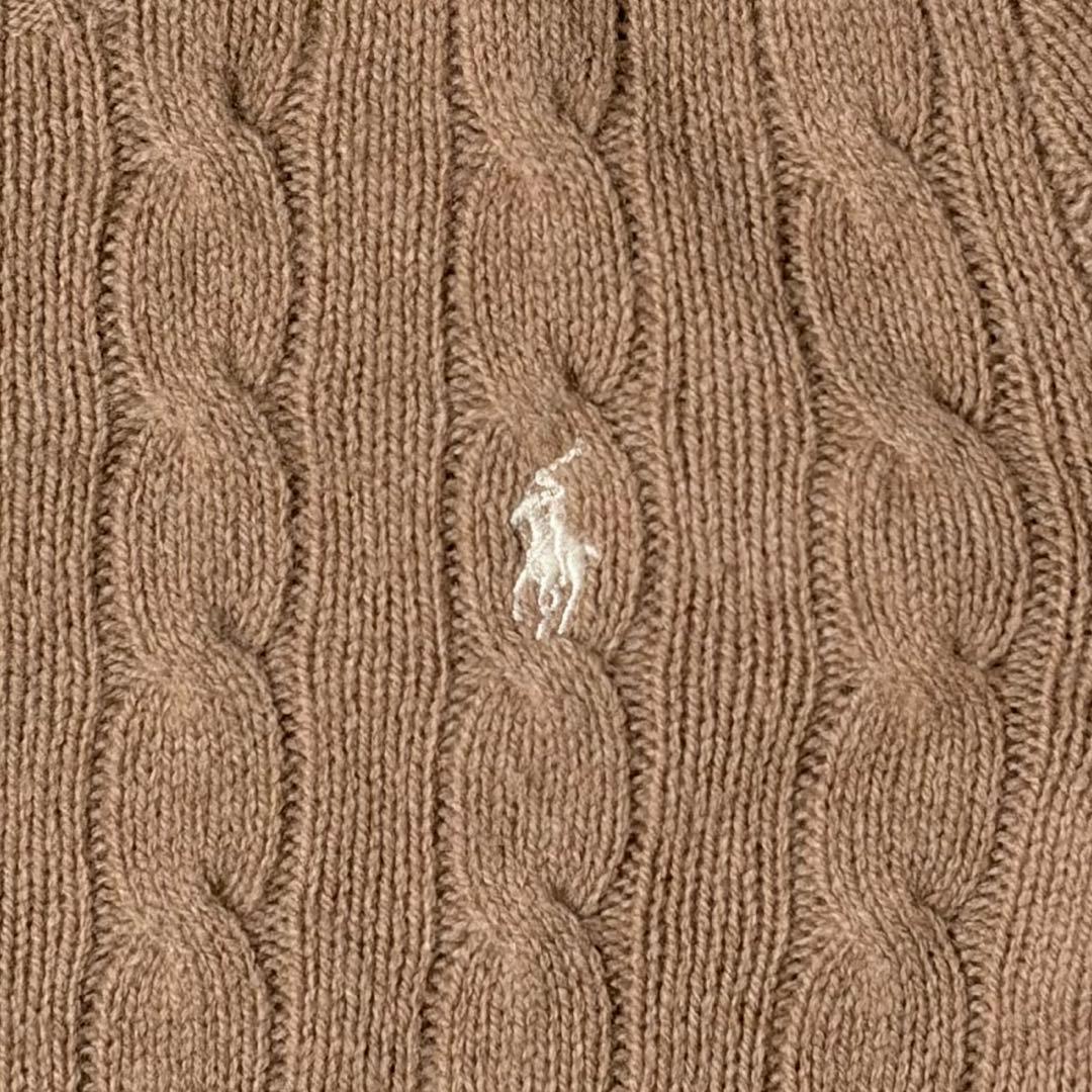 【美品】現行QR ポロラルフローレン ケーブルニット カシミヤ混 ベージュ S