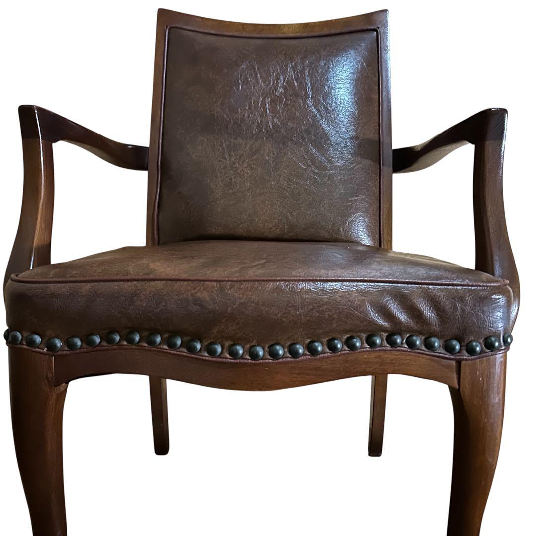 maruni アンティーク調 木製チェア 本革風 クラシック 椅子