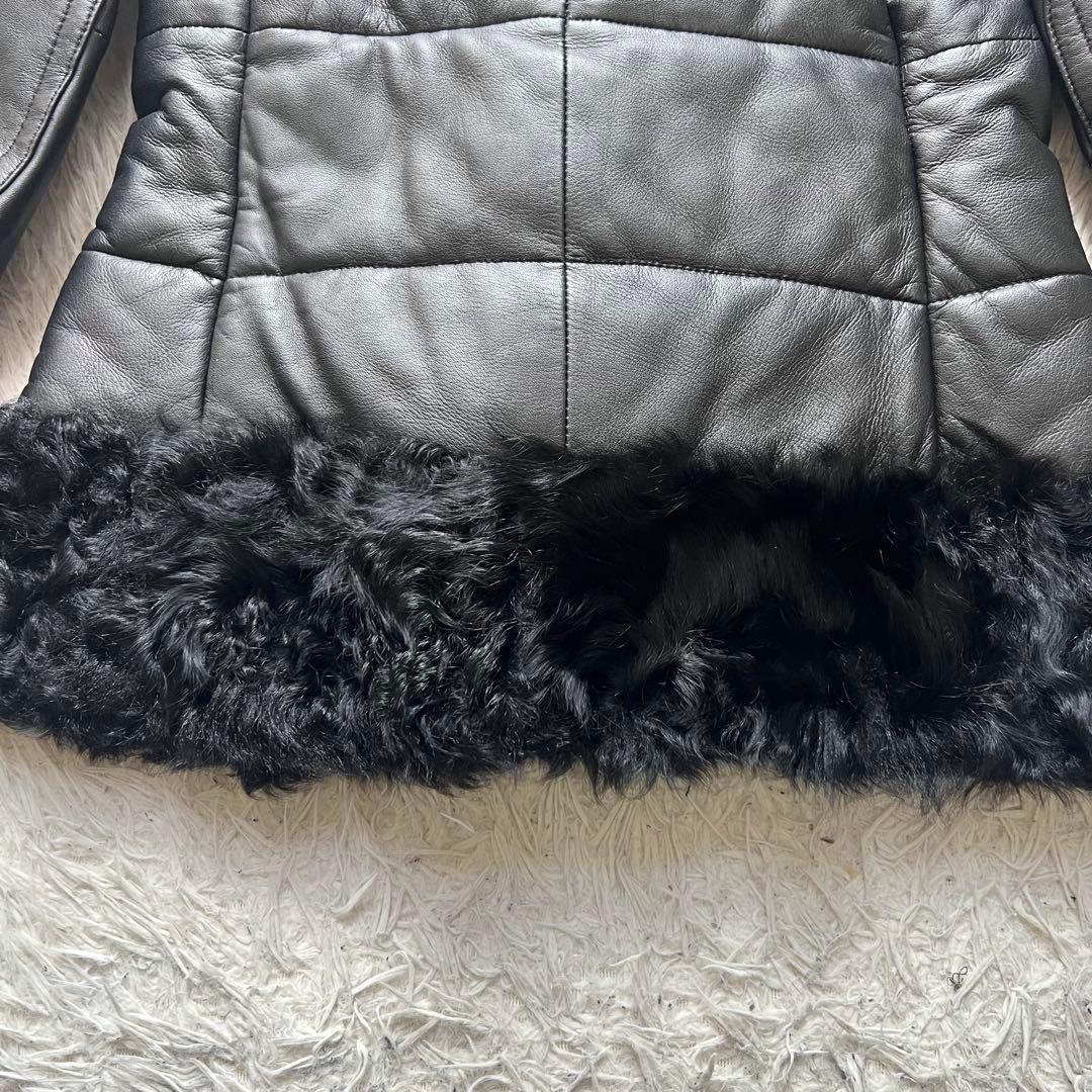 美品　バーバリーブルーレーベル　羊革　レザー　チェック柄　ラムファー　38