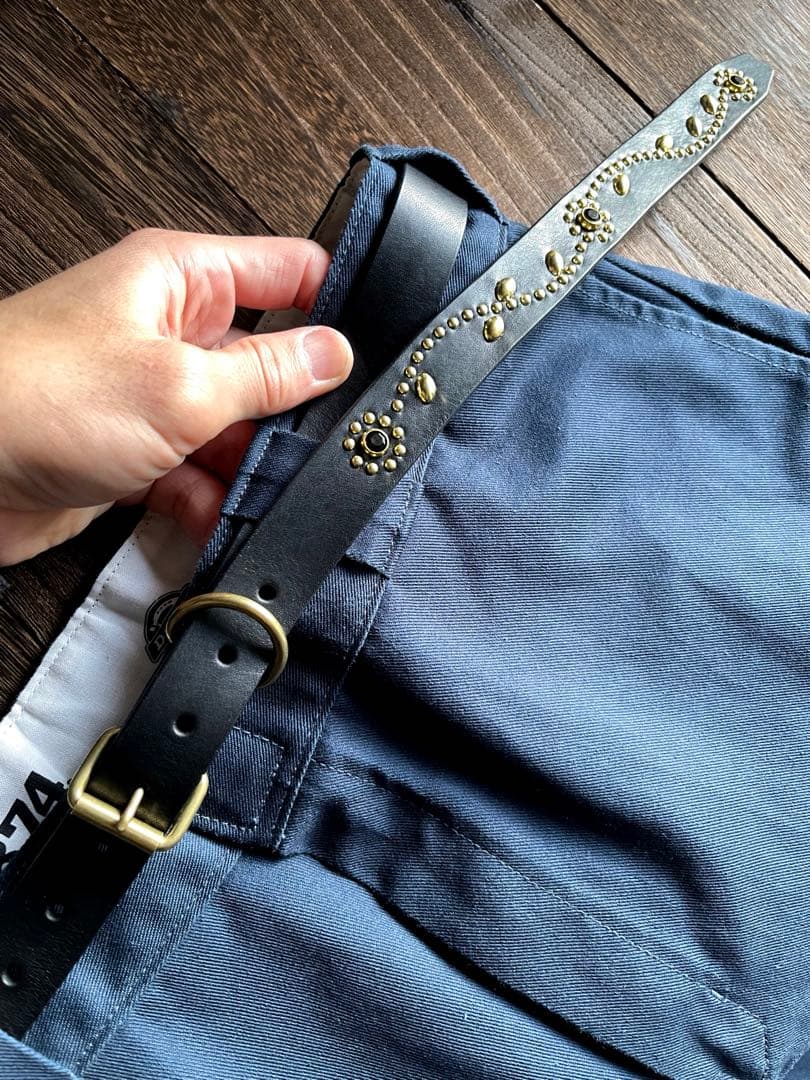 スタッズナローロングベルト　24㎜　 真鍮　フラワー　HTC CALEE