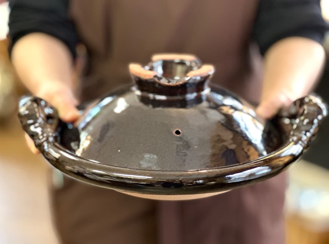 値下げ　新品　土鍋　圡楽窯　黒鍋　尺（３～４人用）10号　土楽