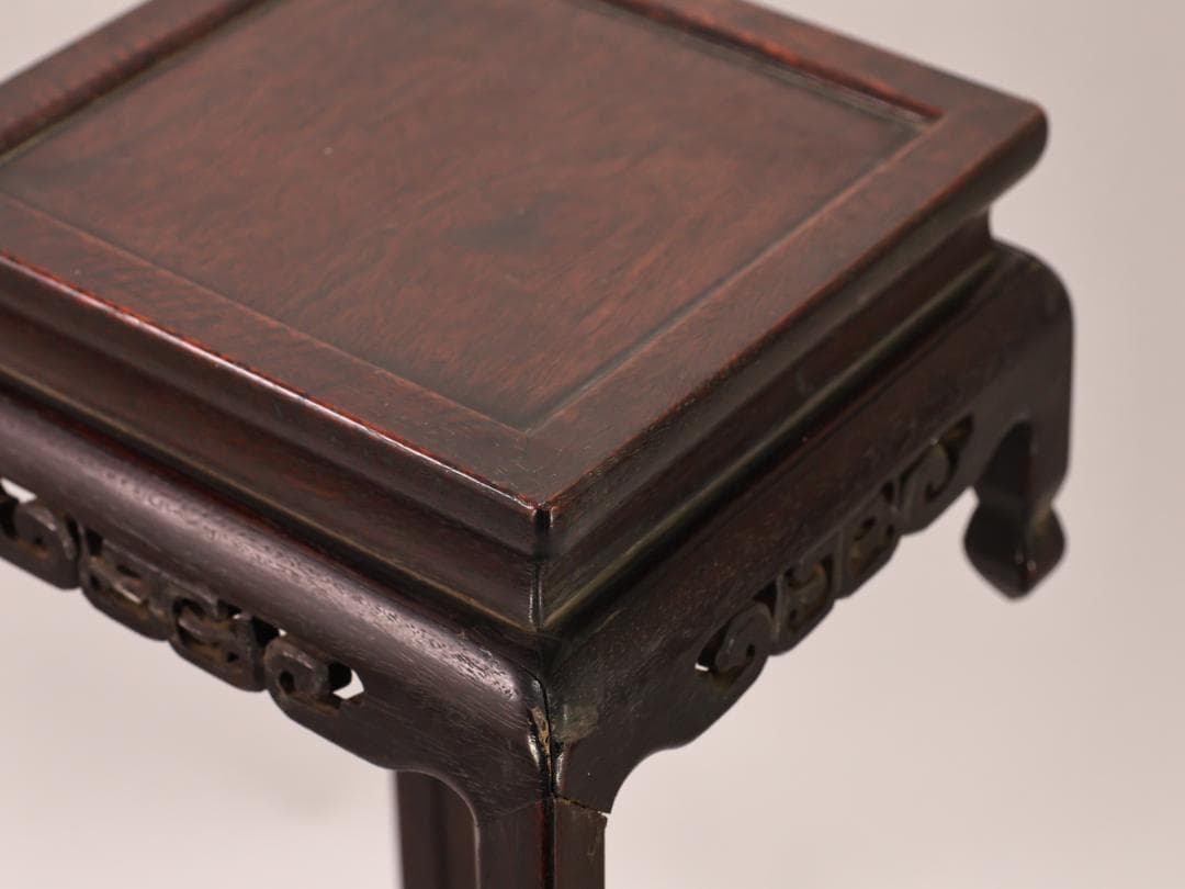 BK435　時代唐木　菱型　高卓　花台　香炉台　飾台　盆栽台　高さ約41㎝