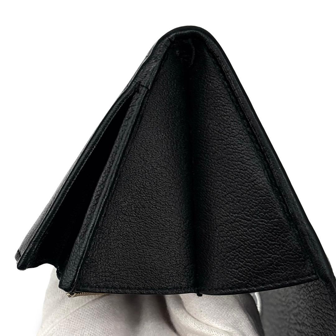 極美品】イヴサンローラン　長財布　ウォレット　ＹＳＬロゴ 　レザー　革　黒