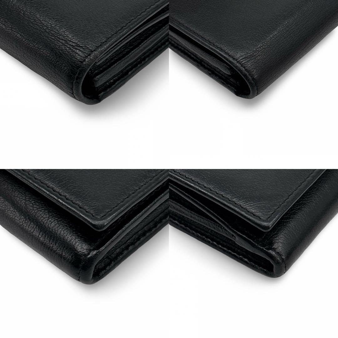 極美品】イヴサンローラン　長財布　ウォレット　ＹＳＬロゴ 　レザー　革　黒