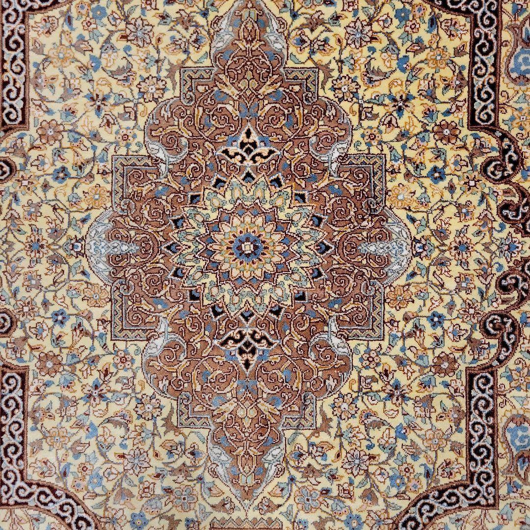 94x63cmペルシャ・シルク・じゅうたん(587)玄関マット・ラグ