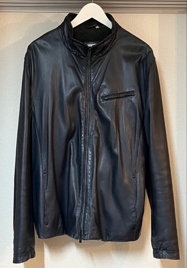 ARMANI COLLEZIONI シープレザージャケットNAVY 46