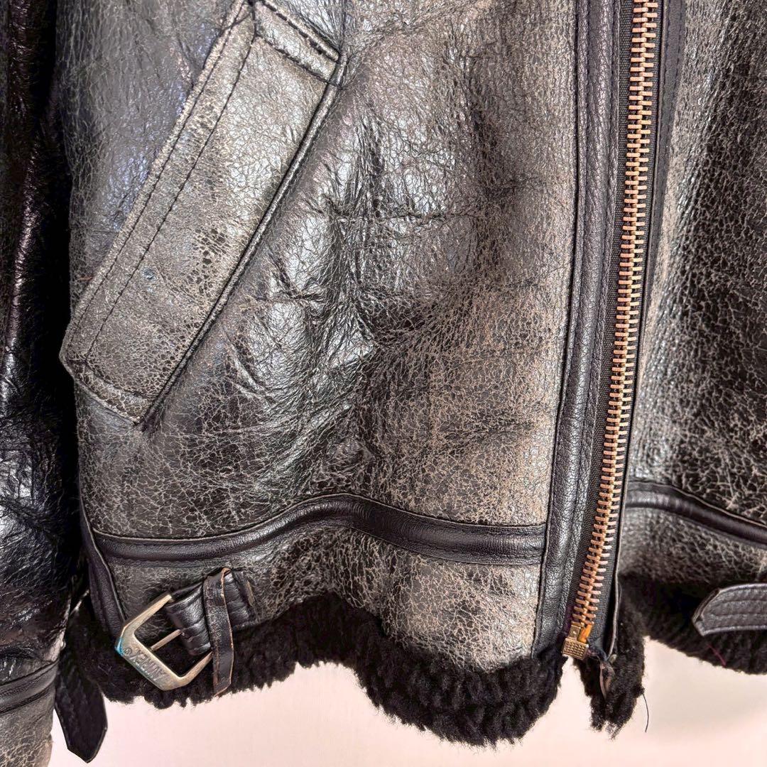 ◆アヴィレックス【L】フライトジャケット レザージャケット ボア付き A-2