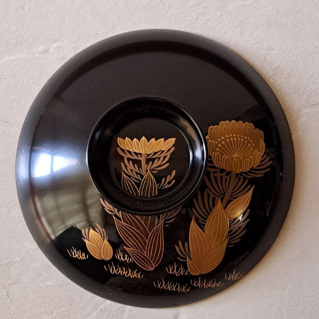 絵変わり 草花蒔絵 蓋付き椀 5客 吸い物椀 煮物椀 雑煮椀 骨董品