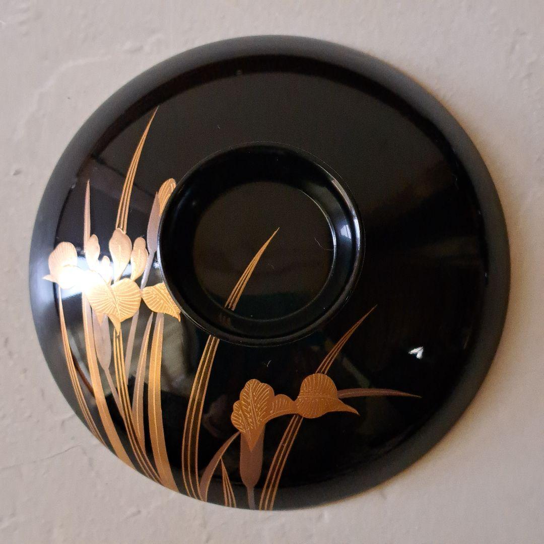 絵変わり 草花蒔絵 蓋付き椀 5客 吸い物椀 煮物椀 雑煮椀 骨董品