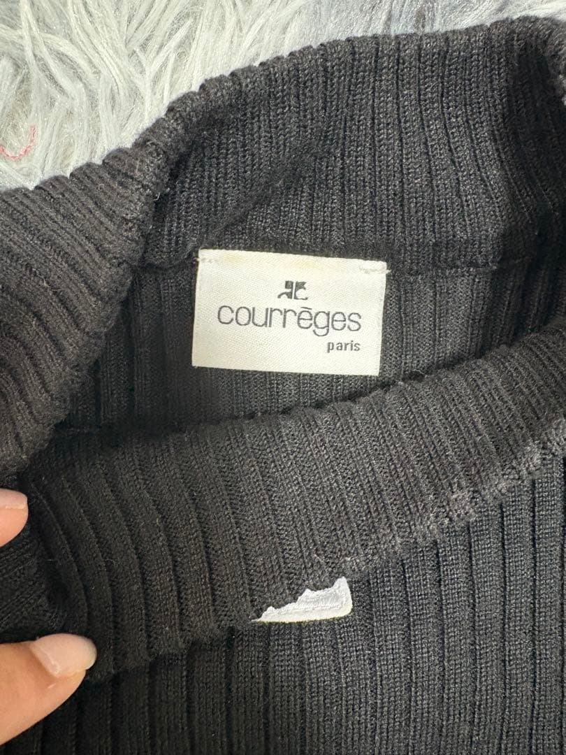 courrèges クレージュ　ハイネック 半袖ニット M