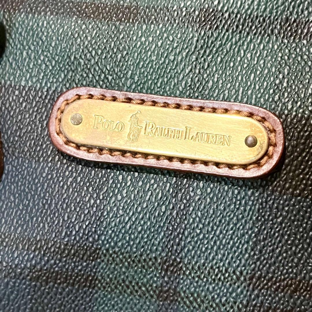 ポロ ラルフローレン　ミニ ボストンバッグ　ハンドバッグ　チェック柄　PVC