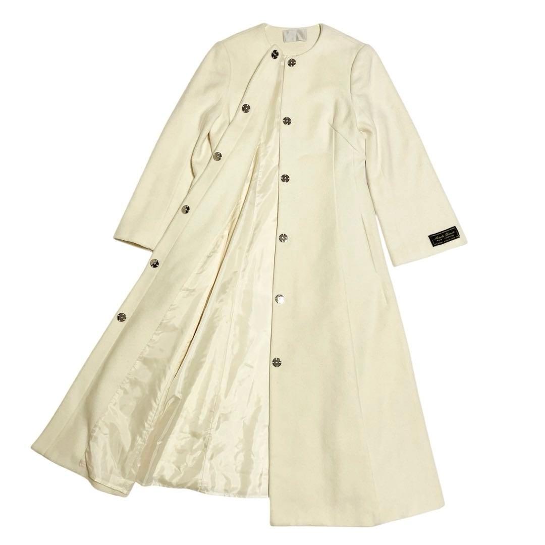 美品✨高級　セルフォード　クルーネックフレアコート　カシミヤ　ロング　アイボリー