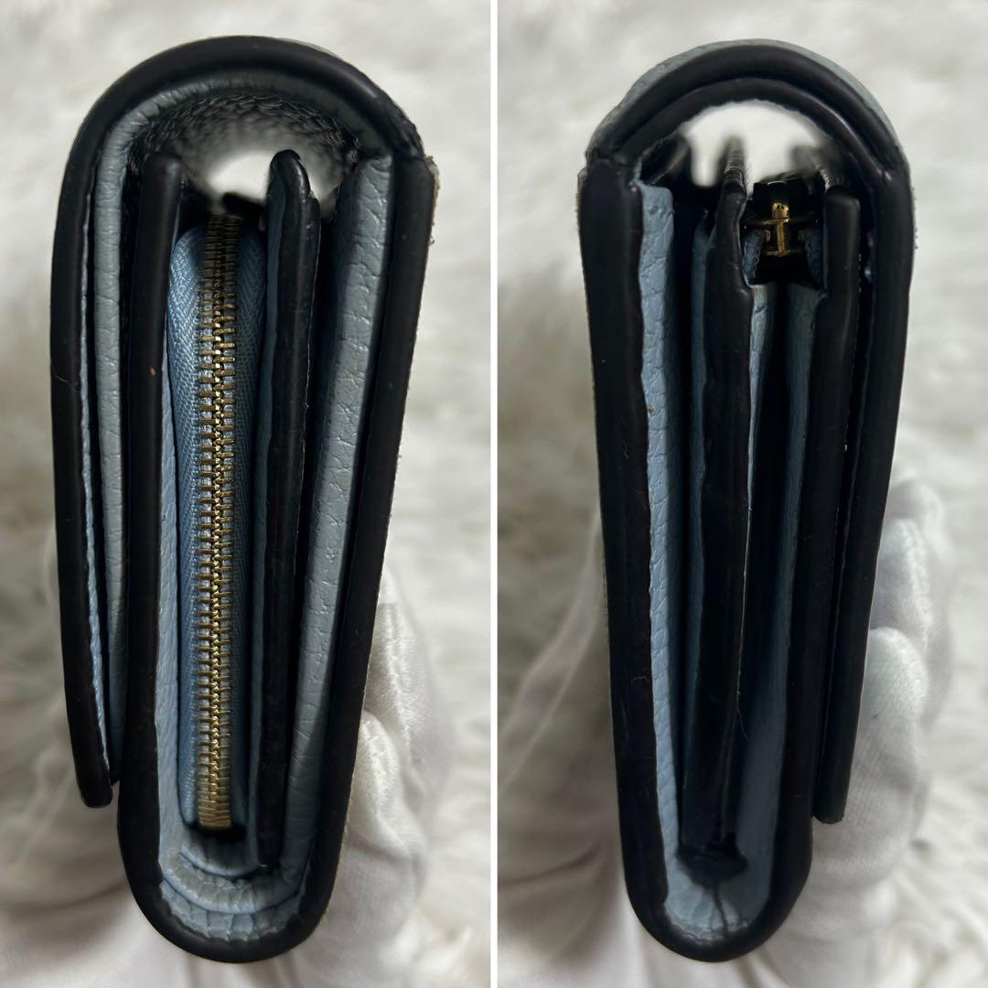 美品✨ グッチ プチマーモント ggスプリーム バイカラー 二つ折り財布 ブルー