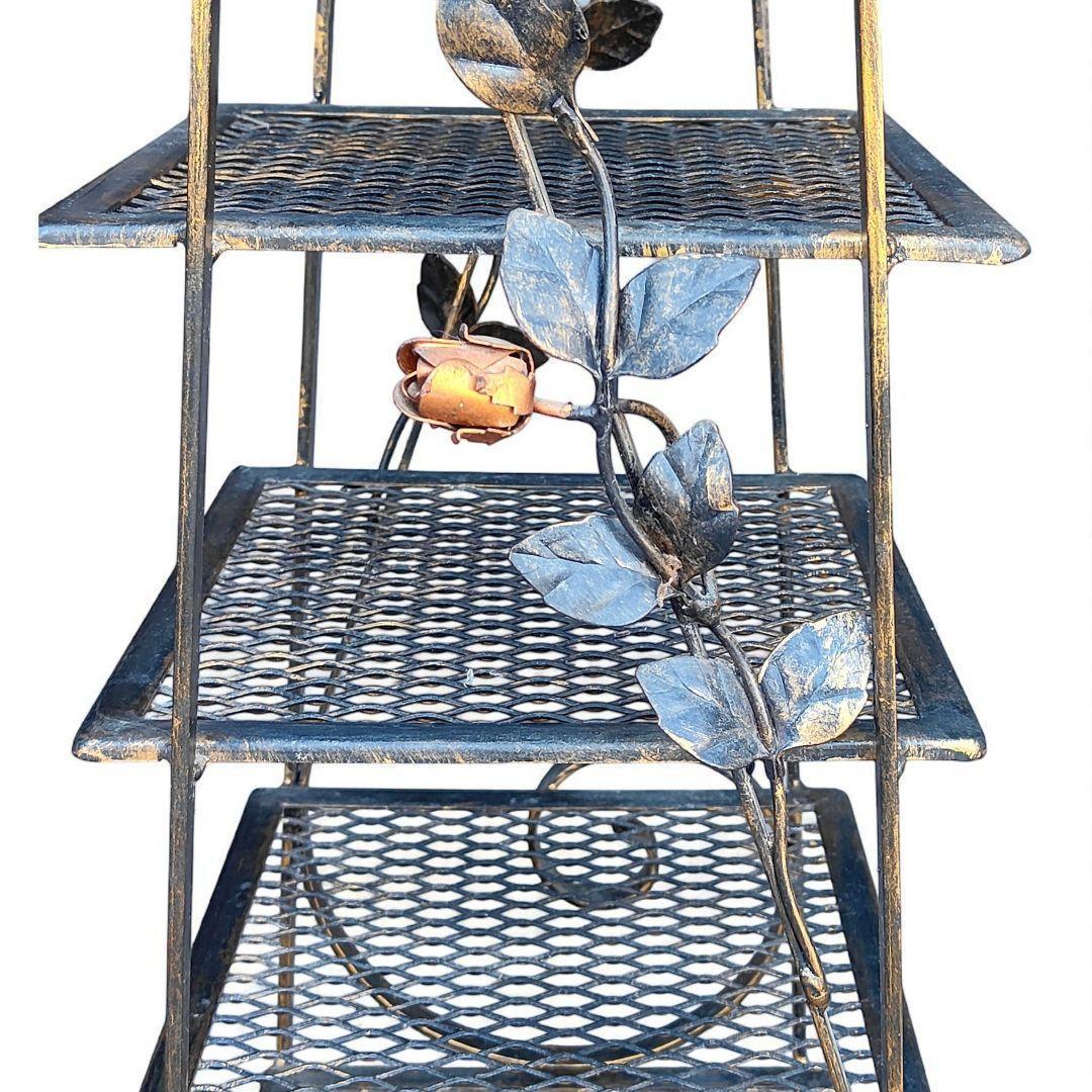 ローズ　アイアンラック　ルームシューズラック　タイル　アンティーク　カントリー