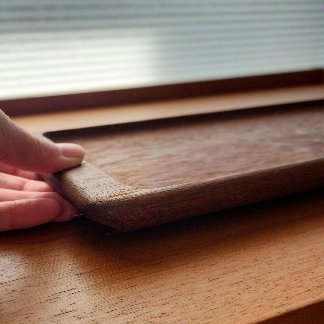 カイ・フランク　チークトレイ　スクエア　ブルー　プレート　三枚セット