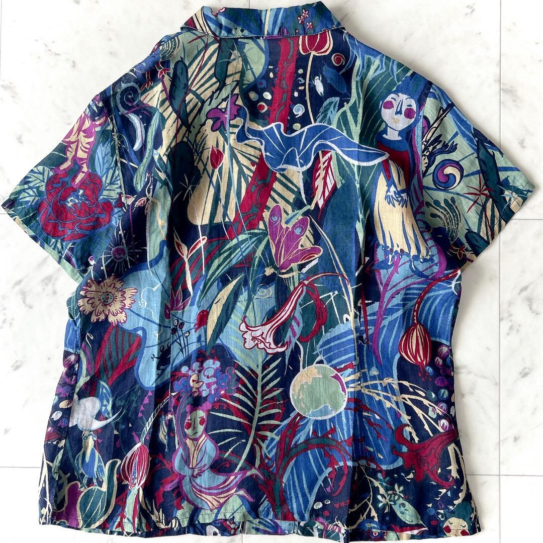 美品 ヨーガンレール Jurgen Lehl リネンシャツ ラミー100% 総柄