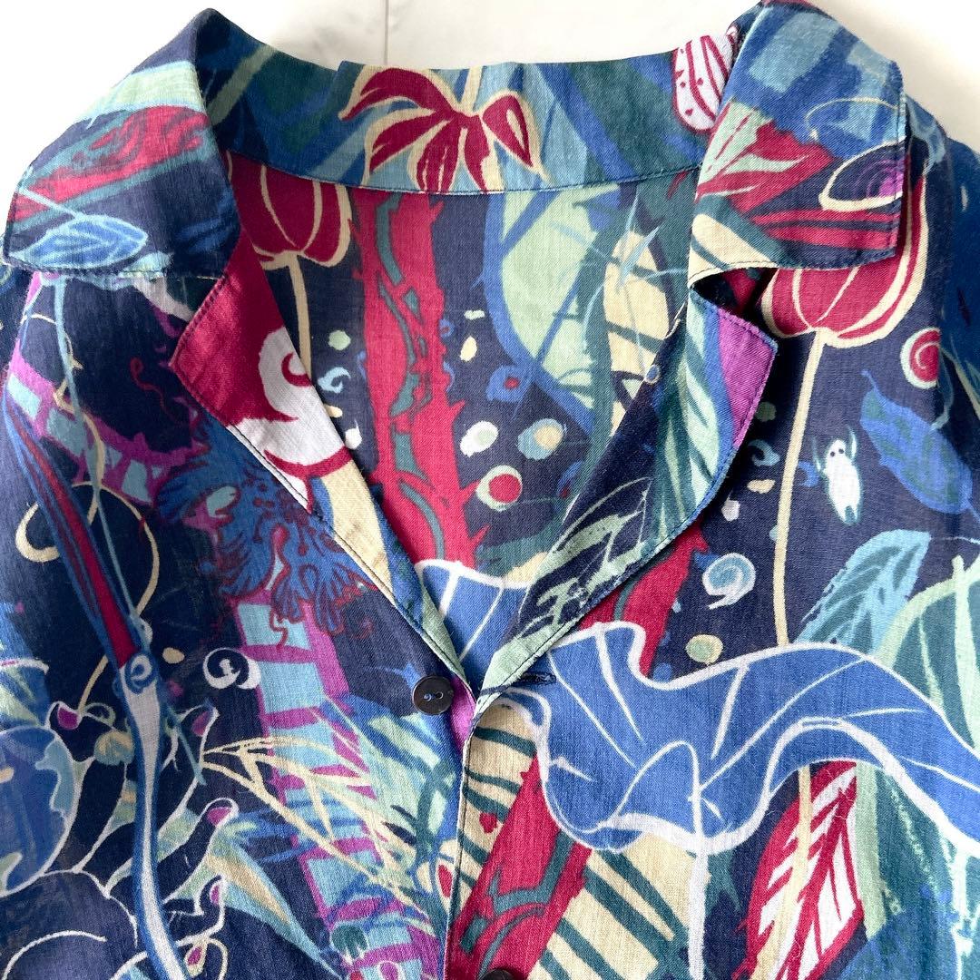 美品 ヨーガンレール Jurgen Lehl リネンシャツ ラミー100% 総柄