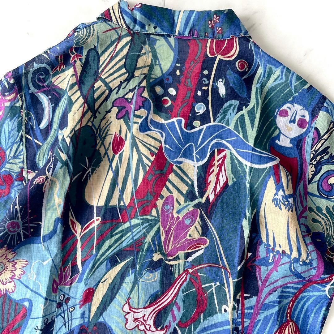 美品 ヨーガンレール Jurgen Lehl リネンシャツ ラミー100% 総柄