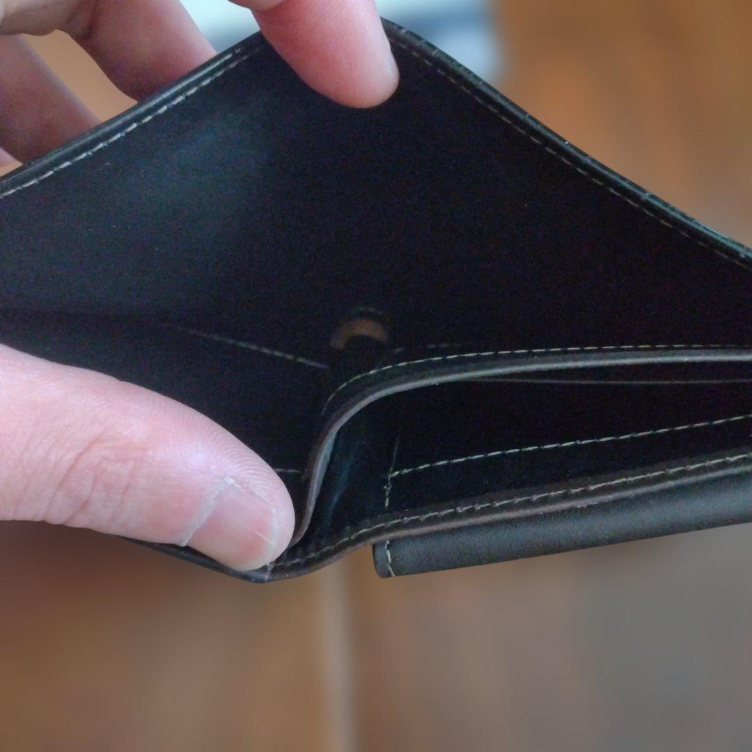 ココマイスター　ブラック 二つ折り財布　ポンテマットーネ・ディーミディウム