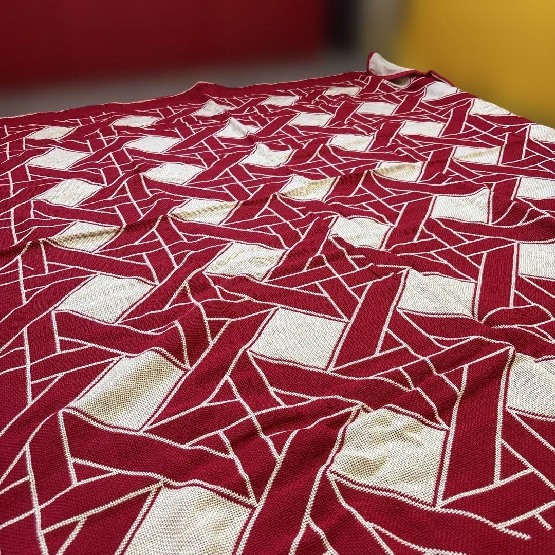 80s 昭和レトロ　アンティーク　アクリル　こたつ上掛　196×196