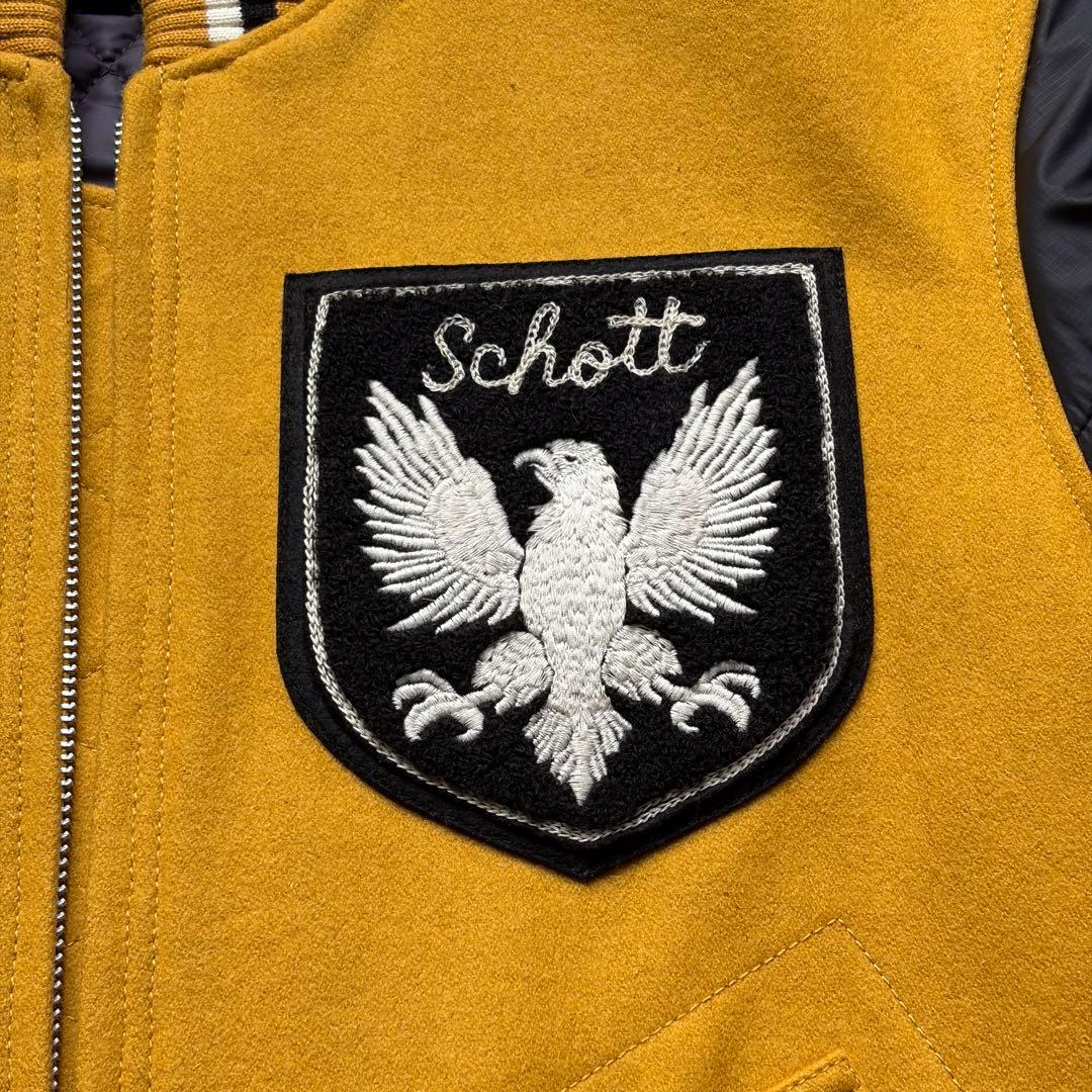 XL 極美品 ショット スタジャン ワッペン キルティング ウール ナイロン