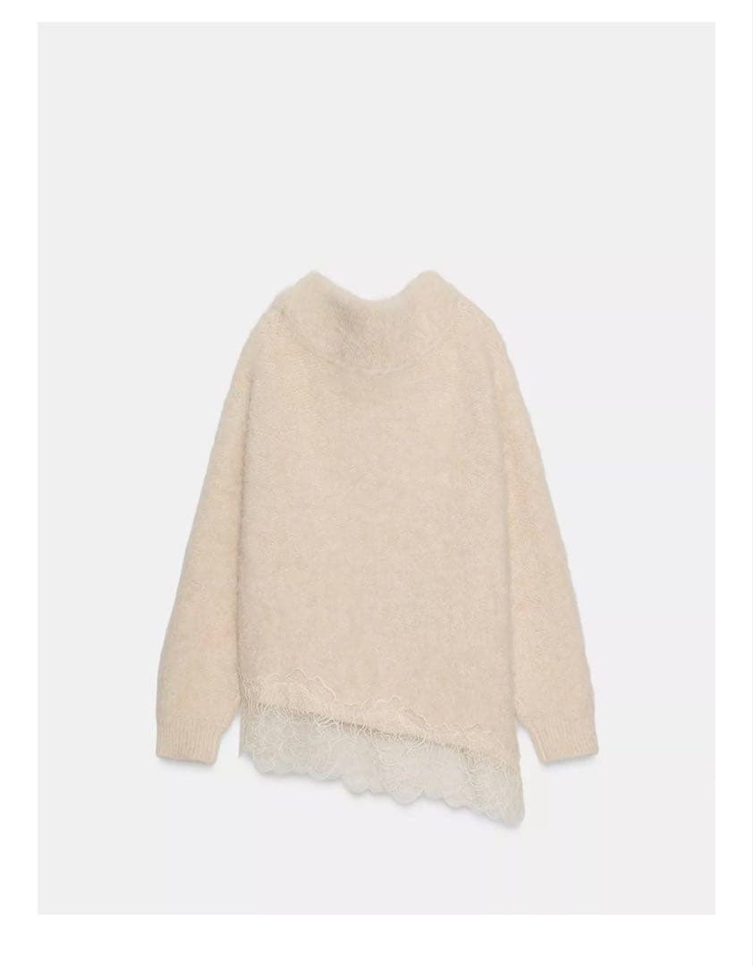 ZARA レースコンビニットセーター　S