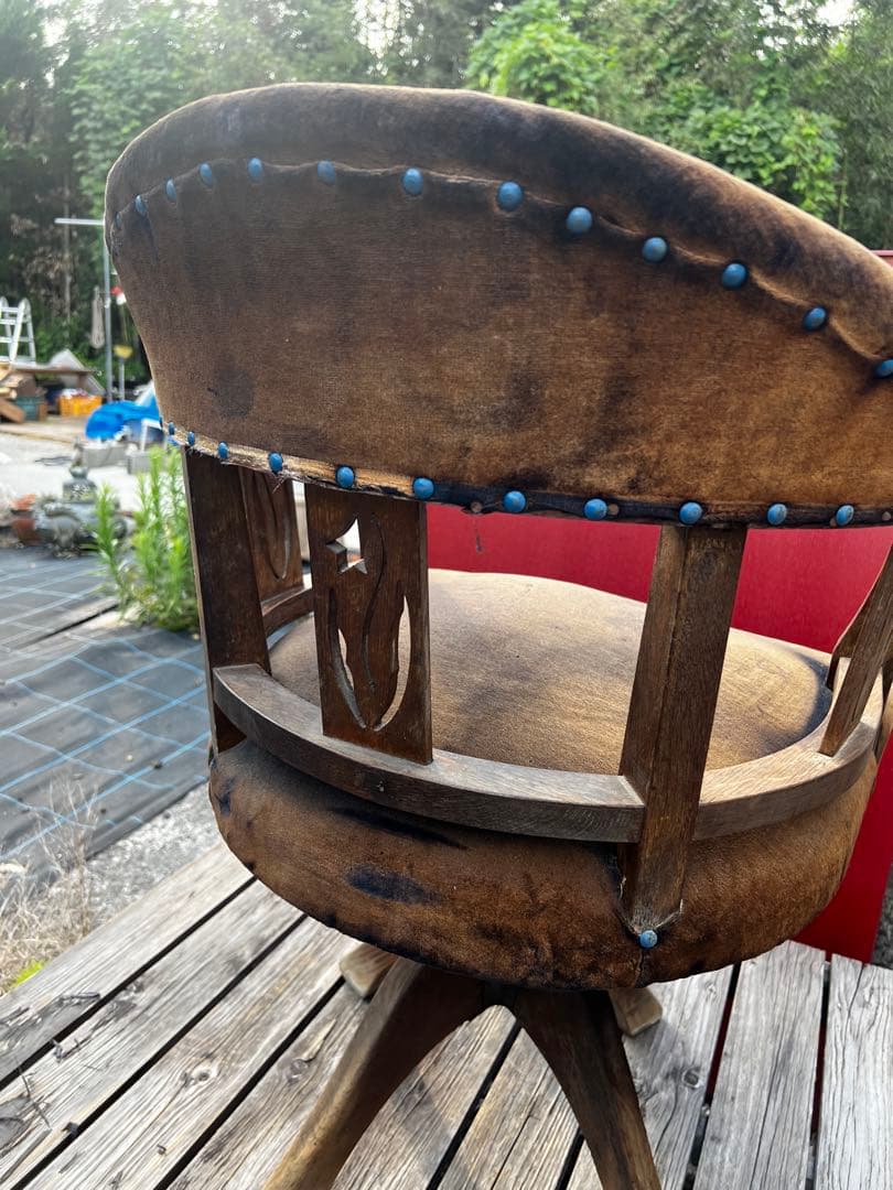 110アンティーク 大正時代 ドクターチェア 回転椅子 リペア歴無しオリジナル