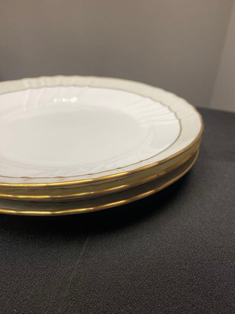 リチャードジノリベッキオグレース　皿 3枚セット 金縁 波型デザイン 廃盤