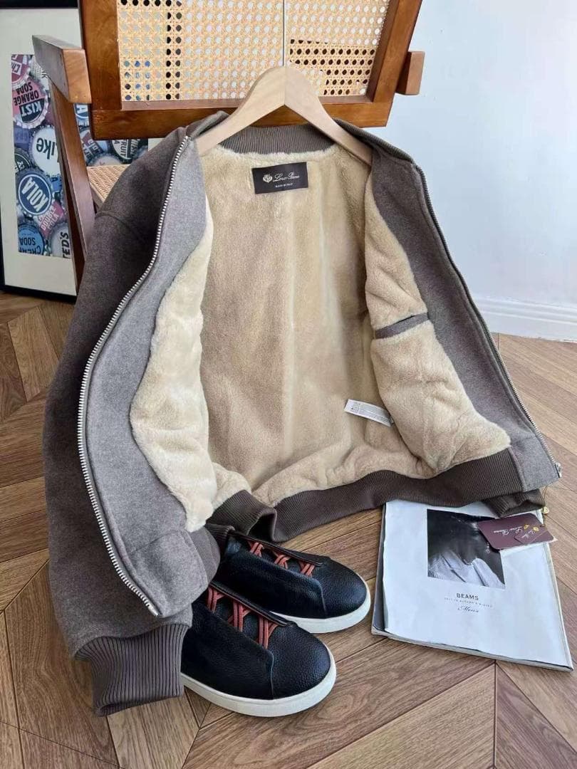 Loro Piana 2025冬季新作 男性用厚手羊毛飛行員ジャケット Mサ