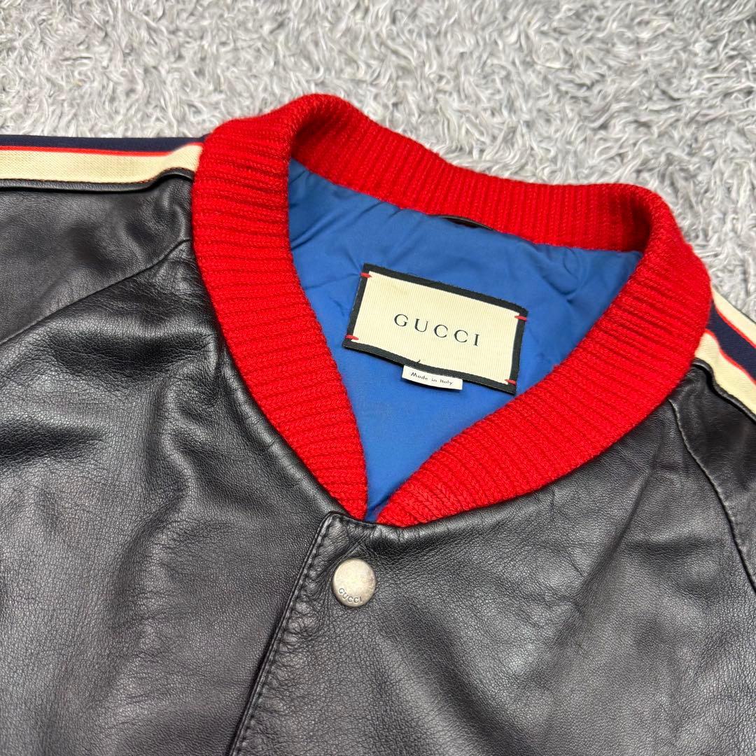 グッチ スタジャン レザージャケット ハリウッド ブルゾン メンズ 54 黒