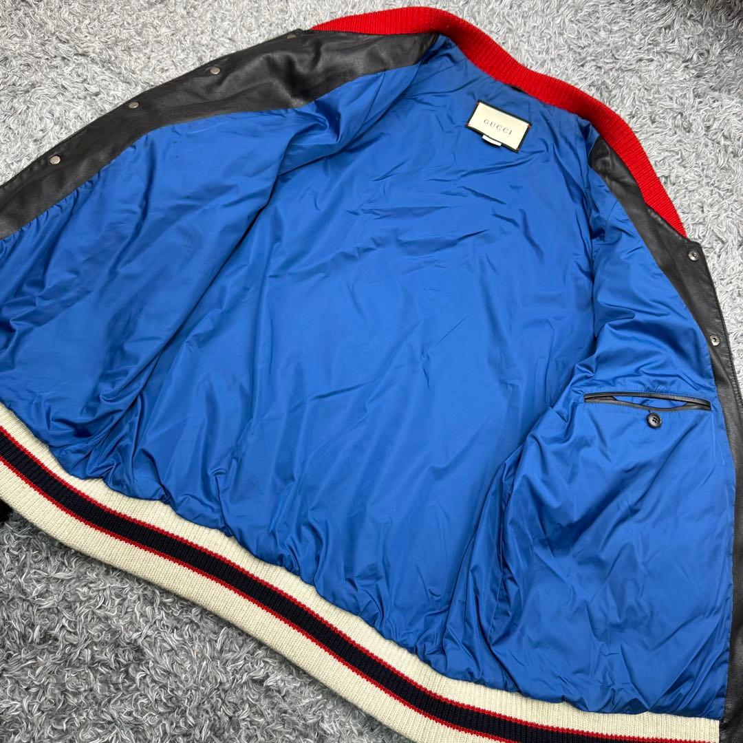 グッチ スタジャン レザージャケット ハリウッド ブルゾン メンズ 54 黒