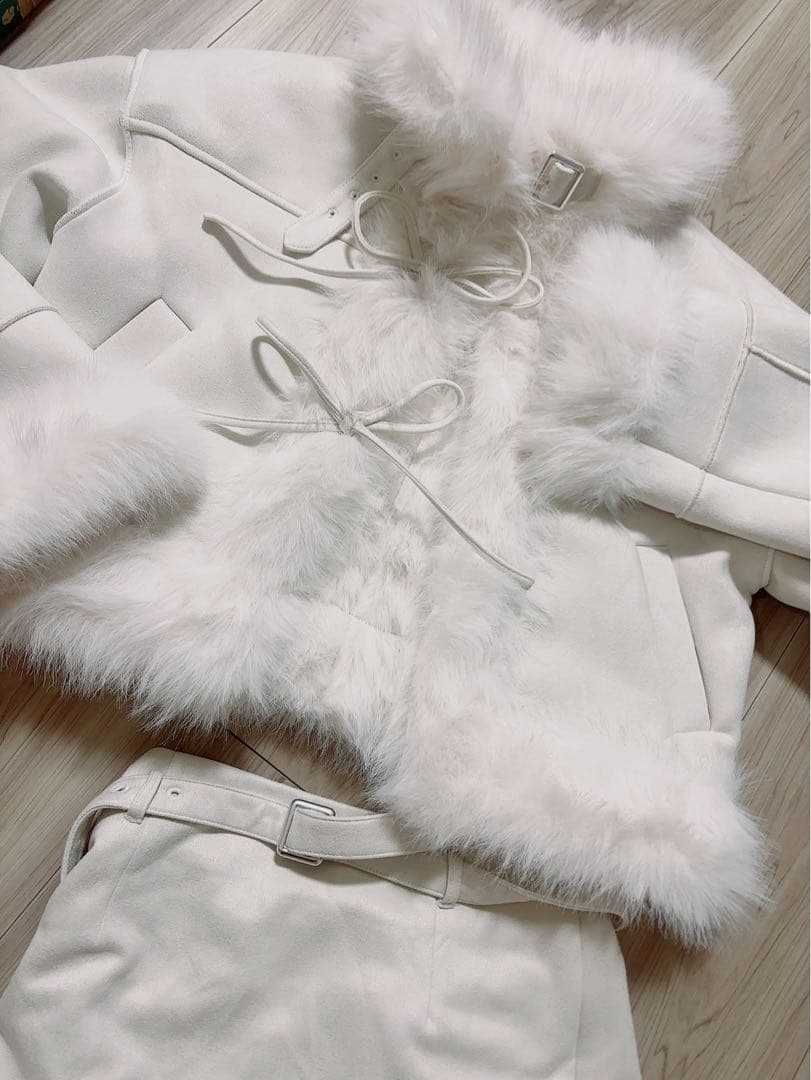 セットアップ　コート　スカート　ナイスクラップ　リボン　ファー　スナイデル