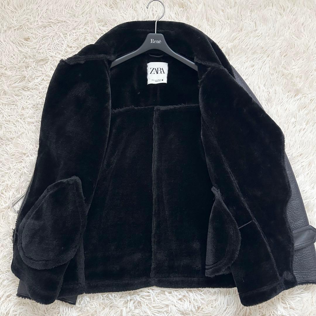 ザラ ダブルフェイスジャケット ダブルライダースジャケット　肉厚 黒 L相当