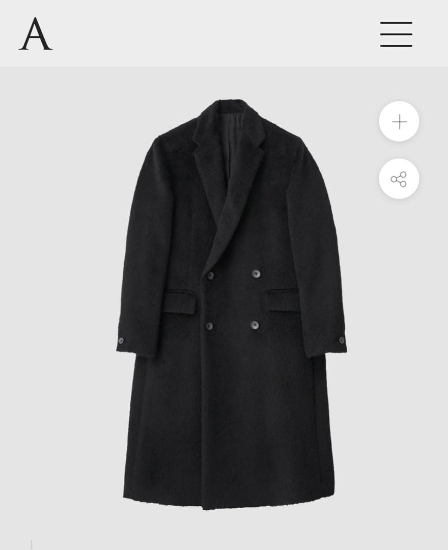 【即完】佐藤健　abyts SHAGGY DOUBLE COAT　サイズ2 黒