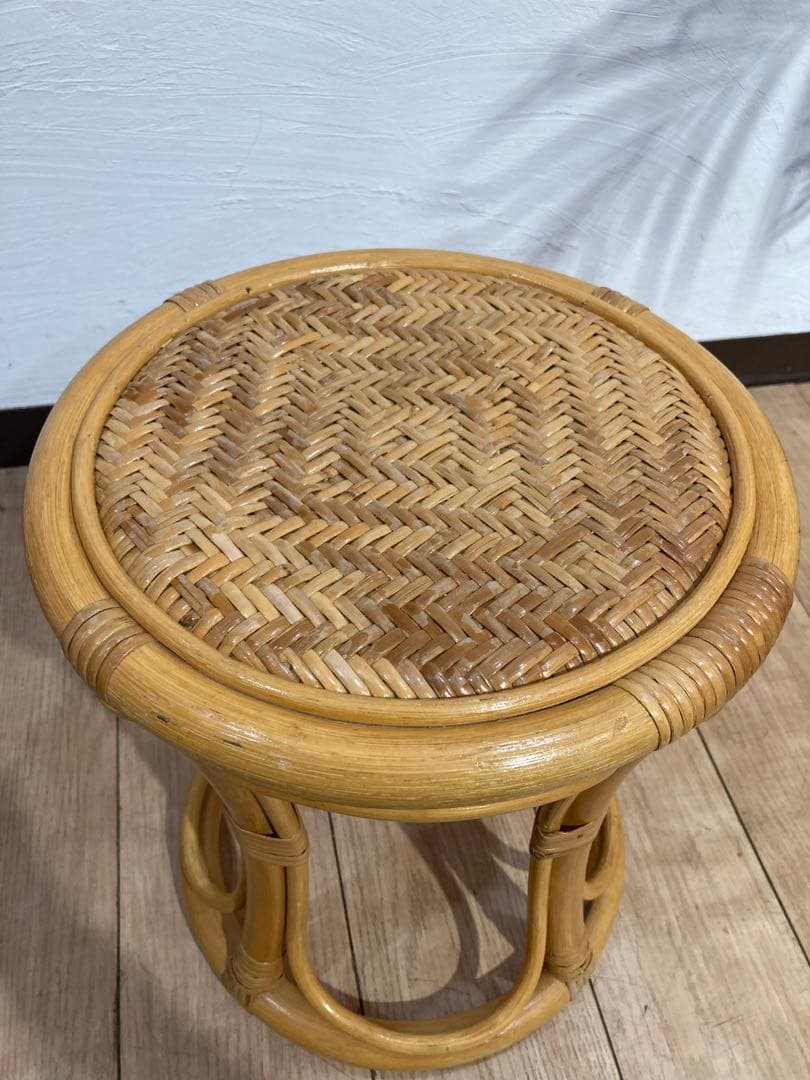 ラタン製　ドレッサー　机　椅子セット　昭和レトロ　ビンテージ