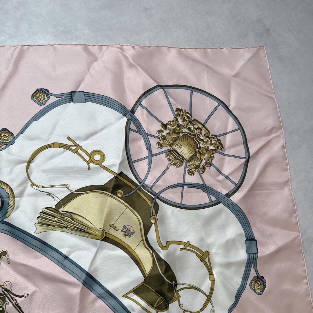 HERMES エルメス スカーフ カレ90 シルク SPRINGS ピンク