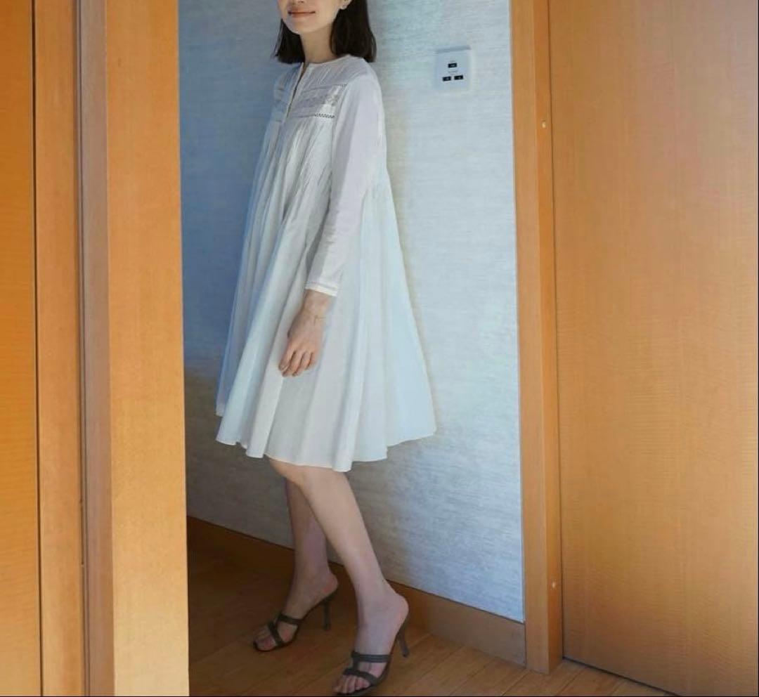 Laubeblanc Pin-tuck Lace Mini Dress　ホワイト