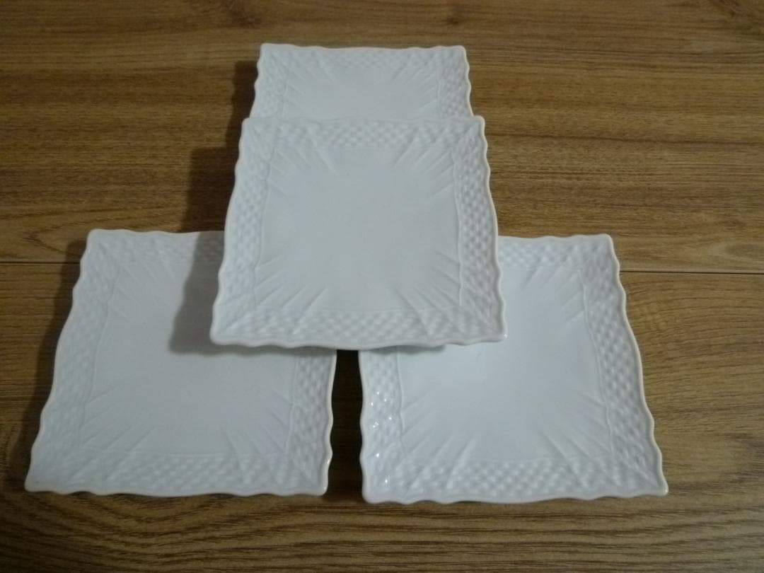 リチャードジノリ ベッキオホワイト 10㎝ スクエアプレート、4枚