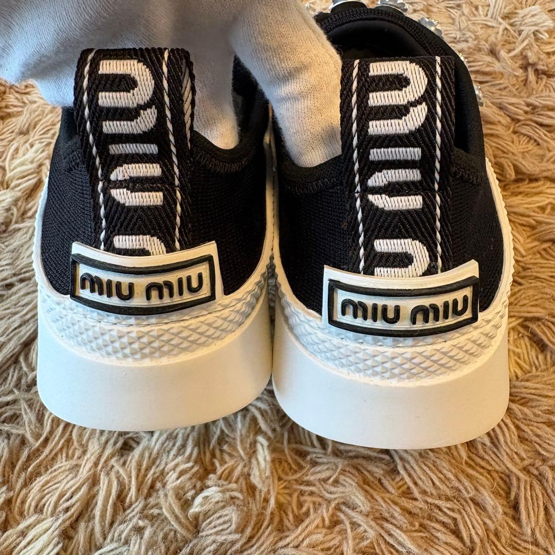 【未使用】MIUMIU ミュウミュウ ロゴ ビジュー スニーカー 38.5
